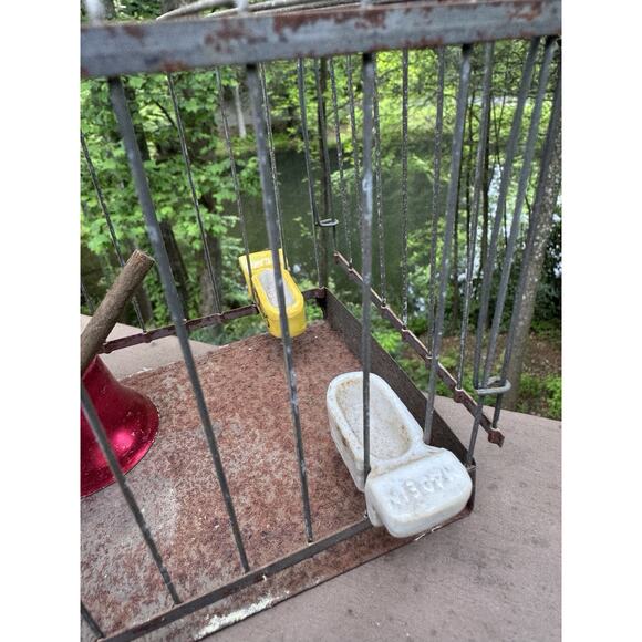 Vtg 1950’s Hartz Mountain Bird Foods Advertising Metal Bird Cage & Accessories ￼ - Picture 6 of 16